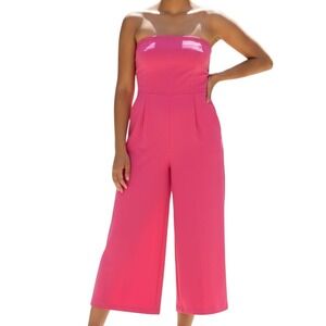 A New Day Pink Strapless Jumpsuit Culottes‎ Wide Leg Pockets Career Party